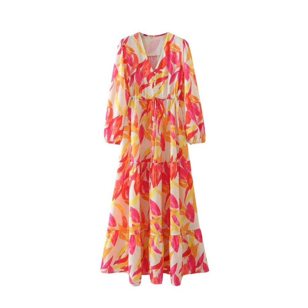 ZARA Multicolor Print Long Sleeve Dress